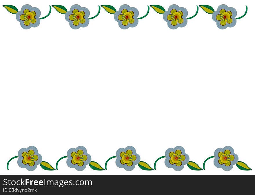 Blank paper with blue, yellow, green and red flower border