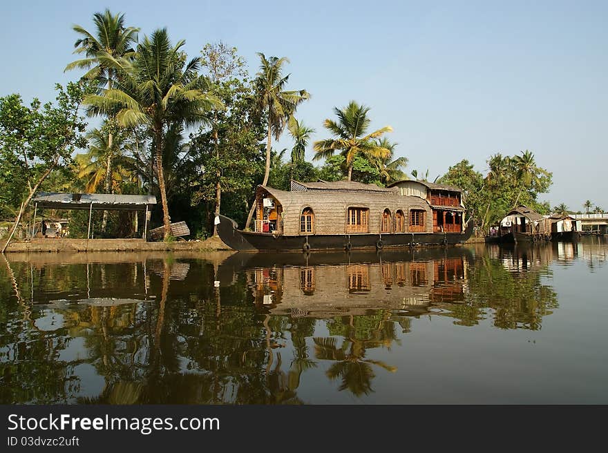 House boat in the Kerala (India) Backwaters