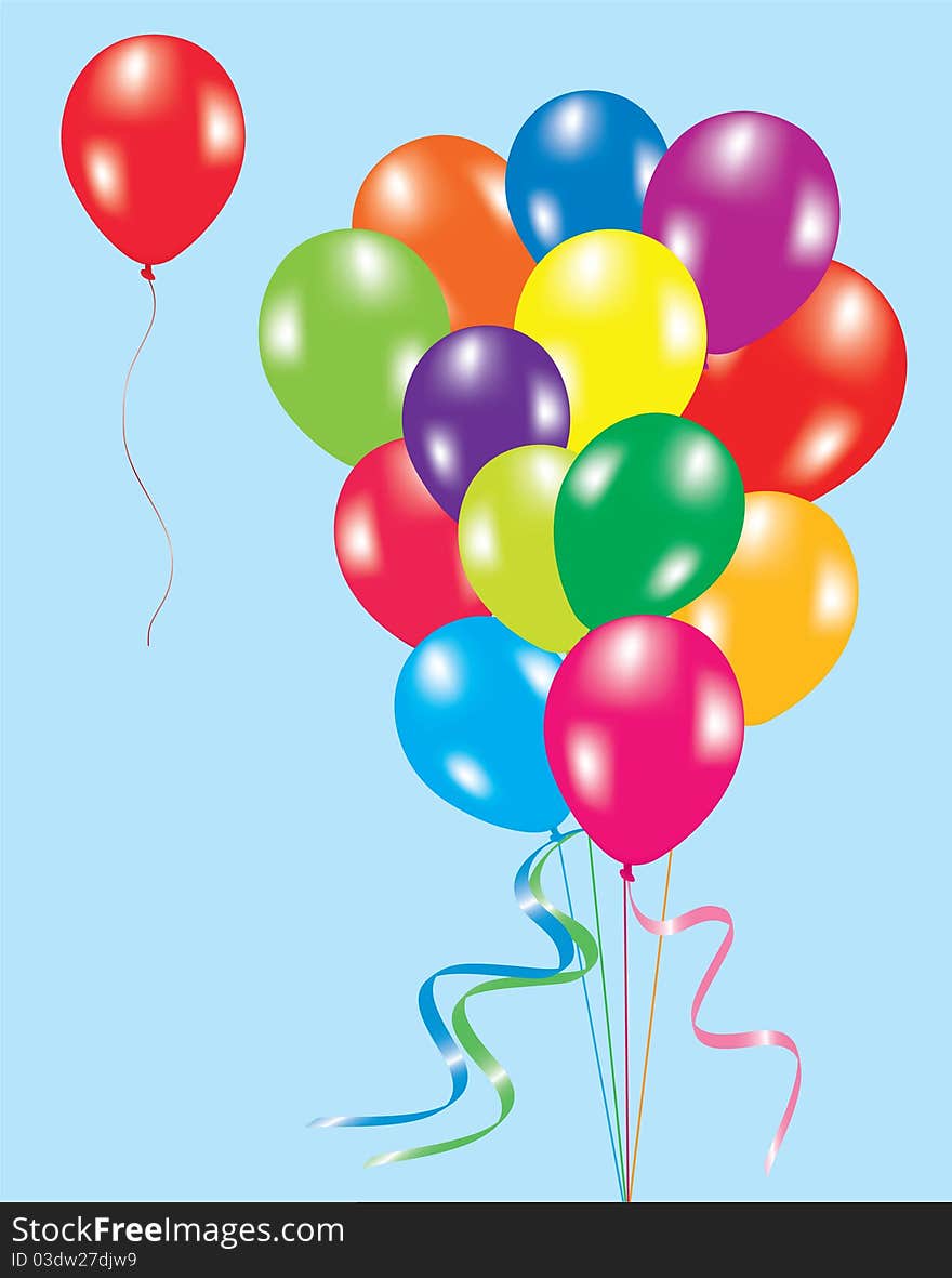 vector illustration of colorful balloons in the sky