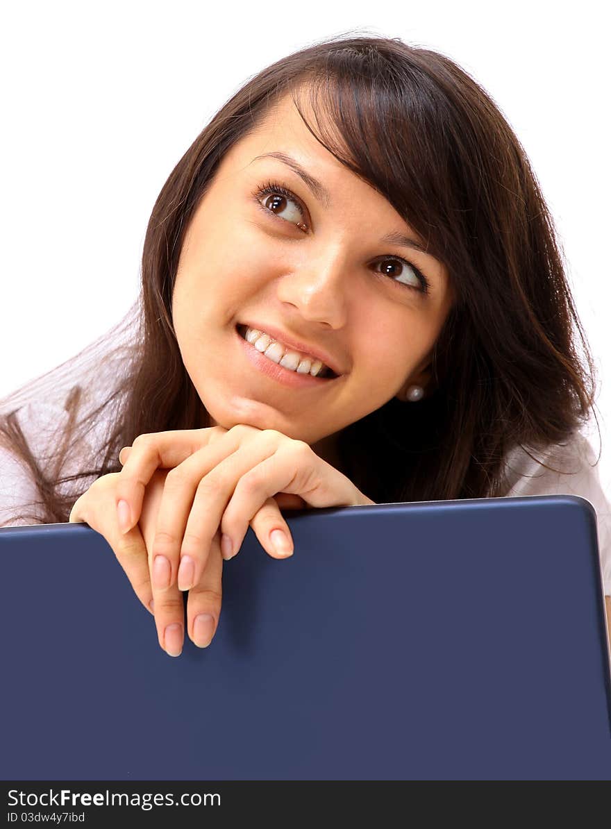 The beautiful business woman on a white background