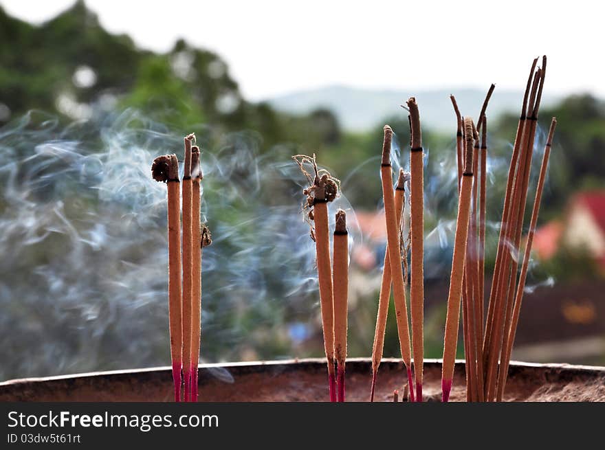 A cup with some of incenses. A cup with some of incenses