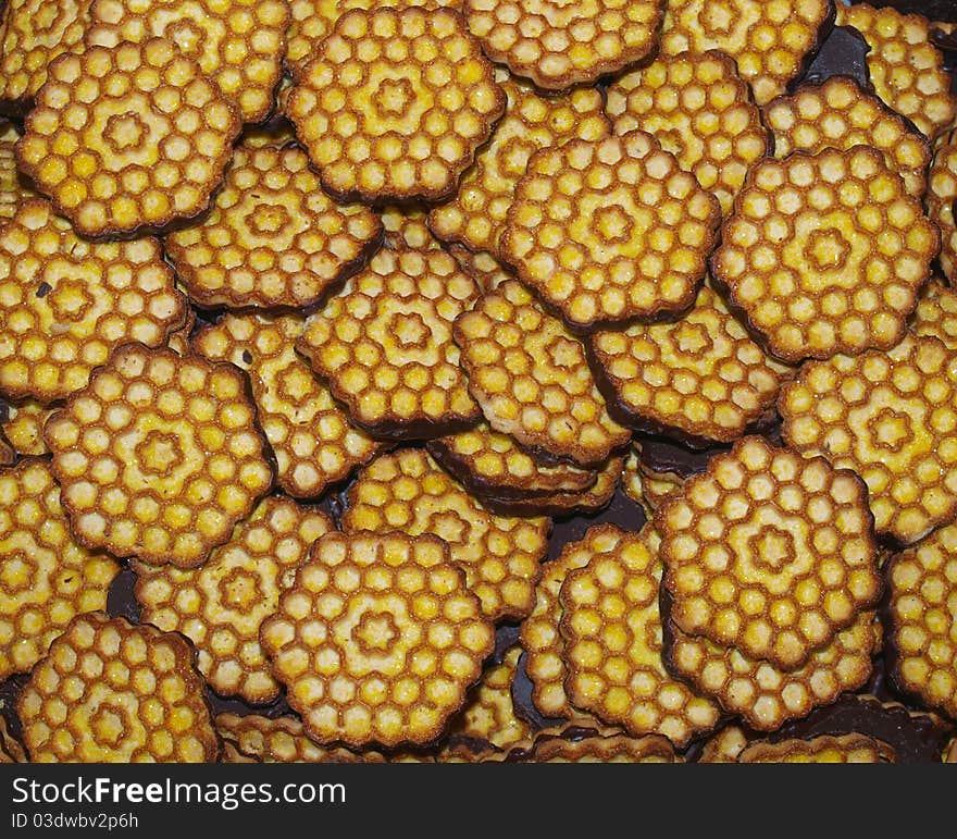 Set of Biscuits with taste of honey and chocolate base