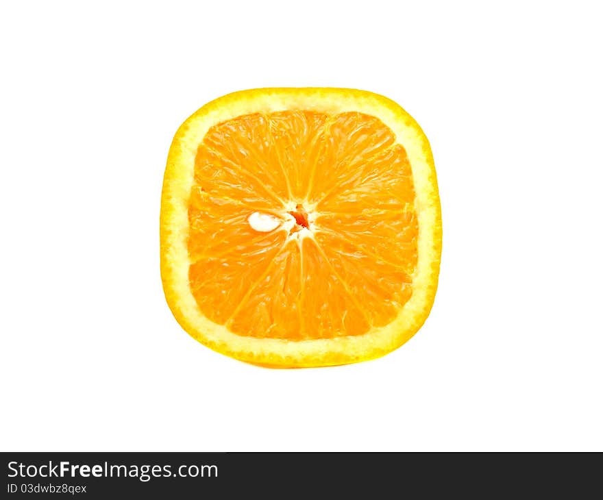 Orange square with seeds on a white background