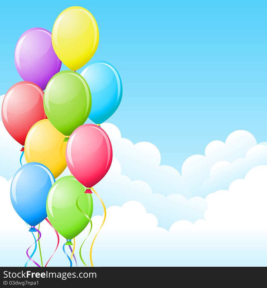 Bunch of Colorful balloons flying in the sky. Bunch of Colorful balloons flying in the sky.