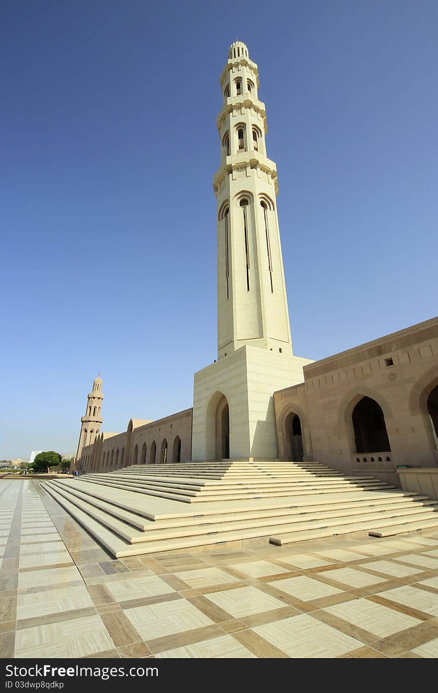 Detail of minaret in sultan qaboos mosque in muscat oman