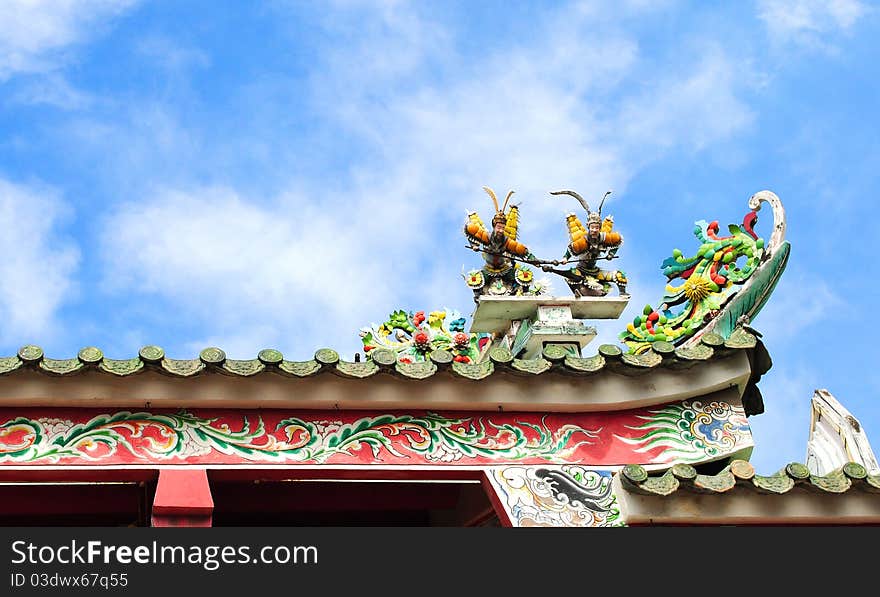 Ancient Statue China on sky baclground