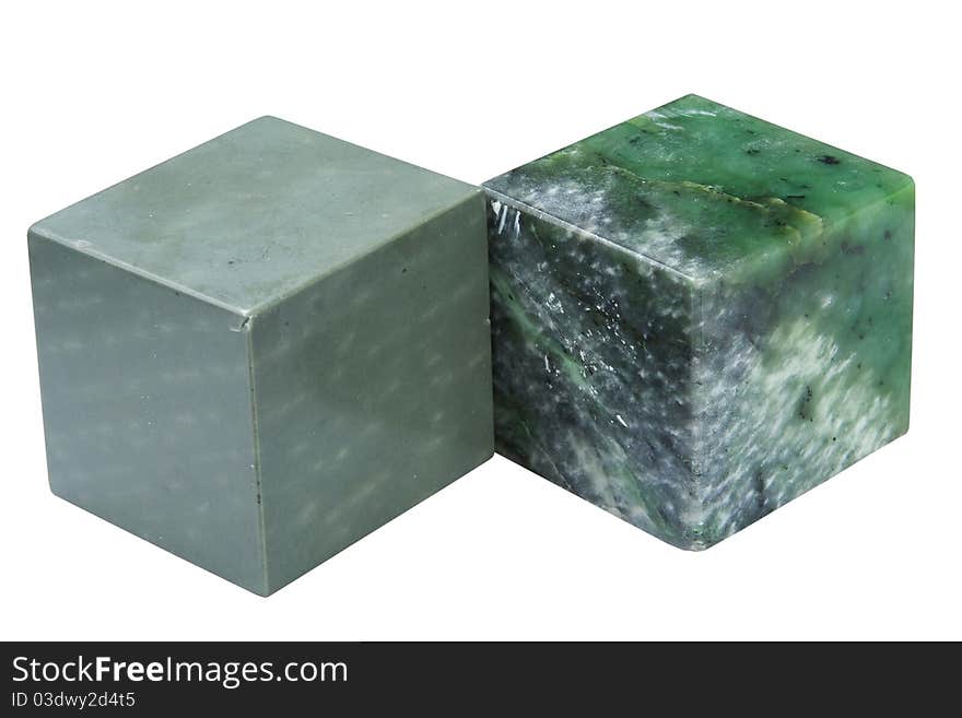 Cubes of different minerals, rocks isolated on a white background. Cubes of different minerals, rocks isolated on a white background