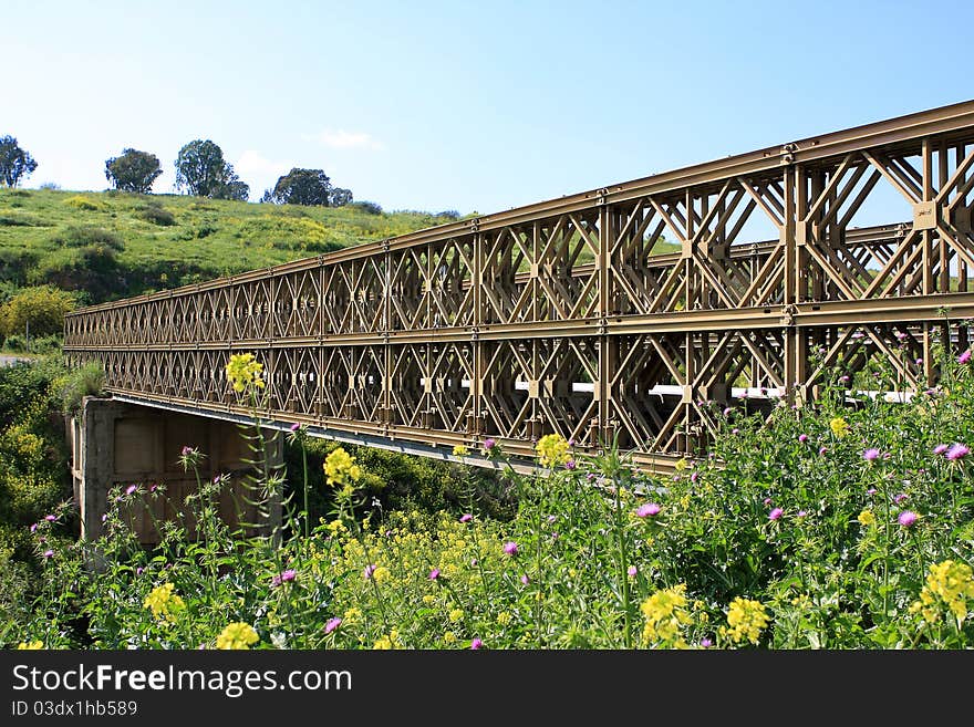 A steel bridge cross over the breakage