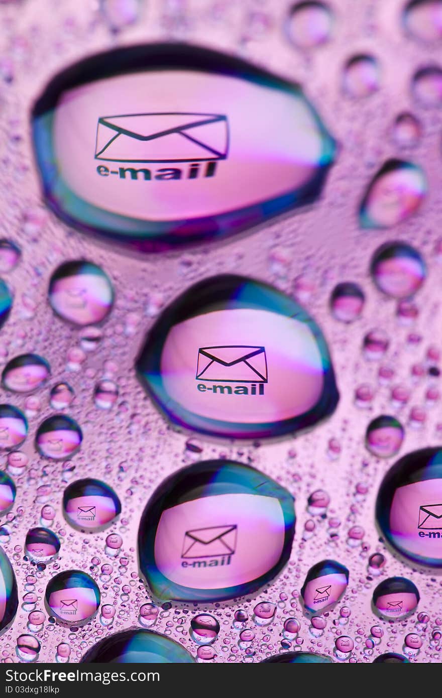 E-mail placed inside a water droplet