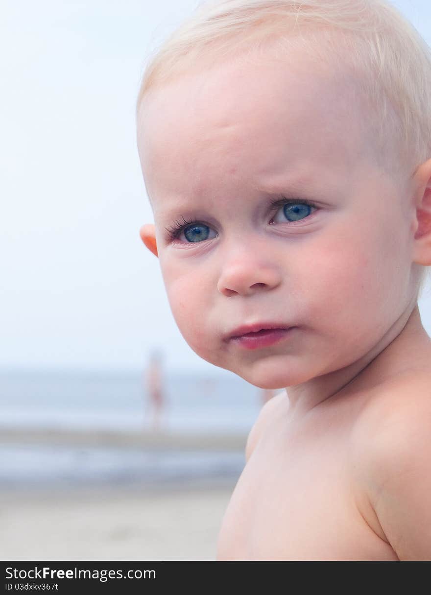 Cute little girl looking serious