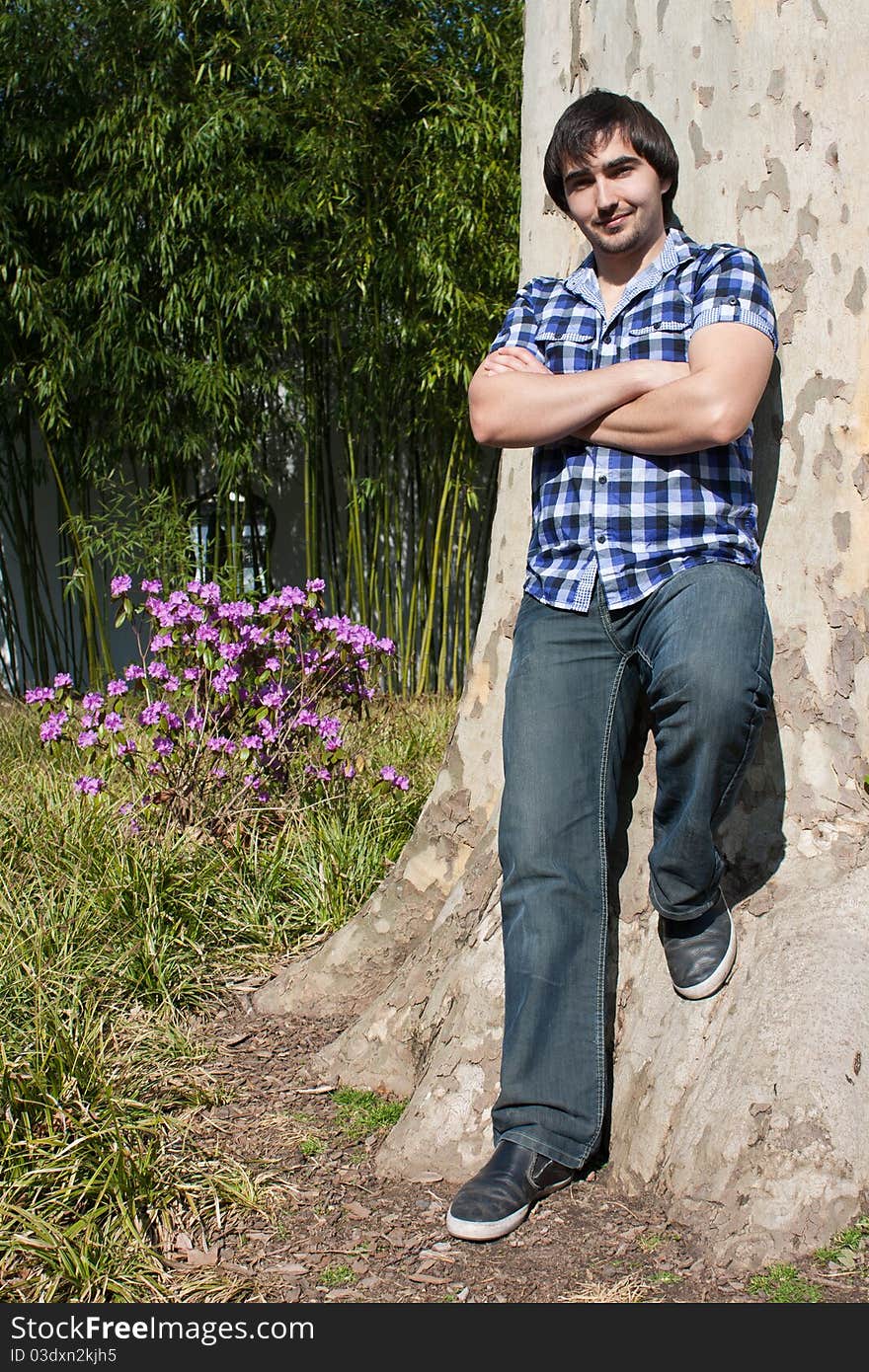 Fashion Model Posing in the park