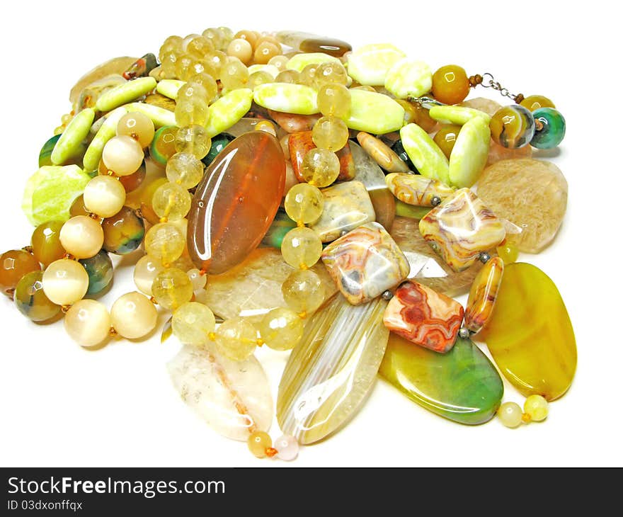 Heap of yellow semiprecious beads