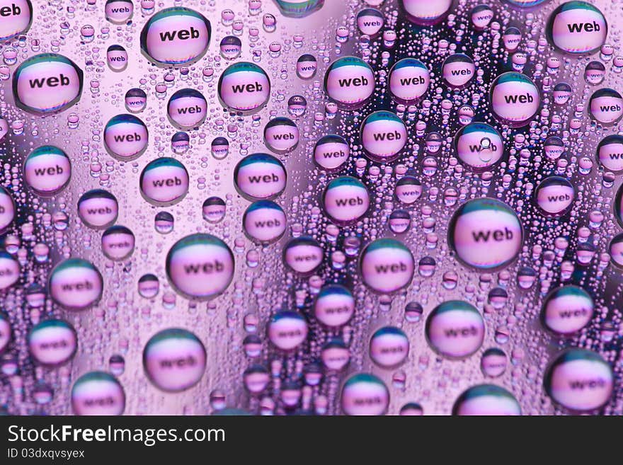 The word web in water drops. Close-up of studo shot.Internet symbols are very popular and they are recognisable all over the world. The word web in water drops. Close-up of studo shot.Internet symbols are very popular and they are recognisable all over the world.