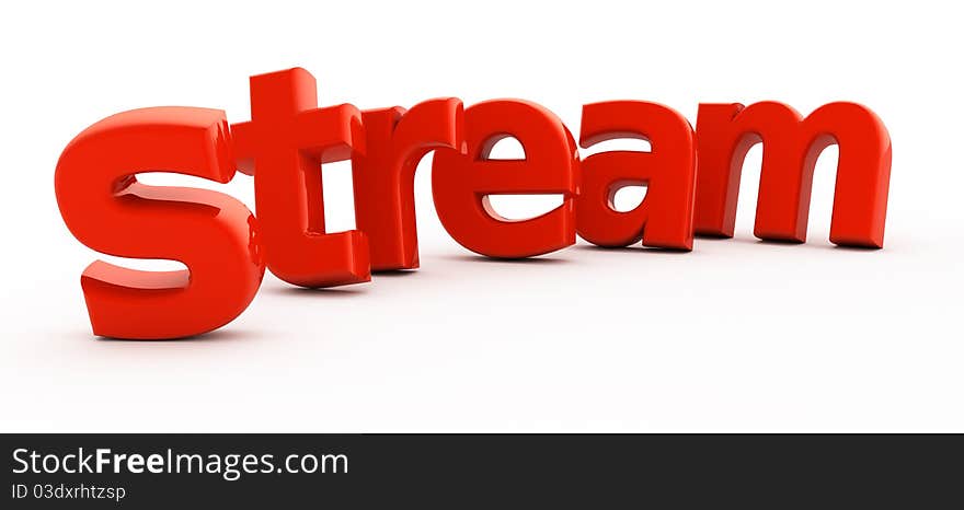 Stream word from red three-dimensional letters. Stream word from red three-dimensional letters.