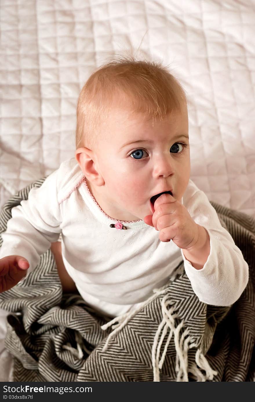 Closeup portrait of cute baby girl