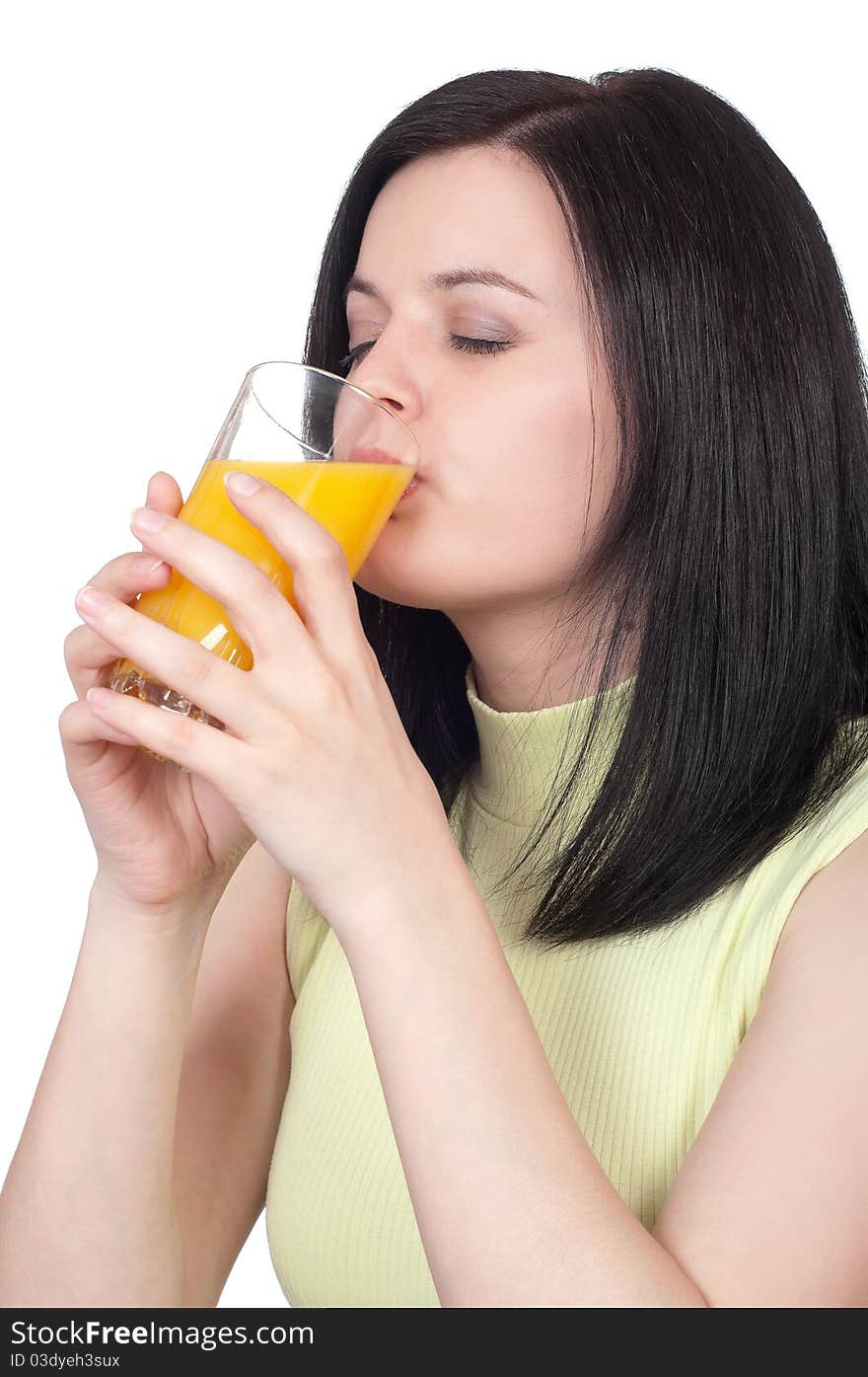 Woman With A Glass Of Oranges Juice