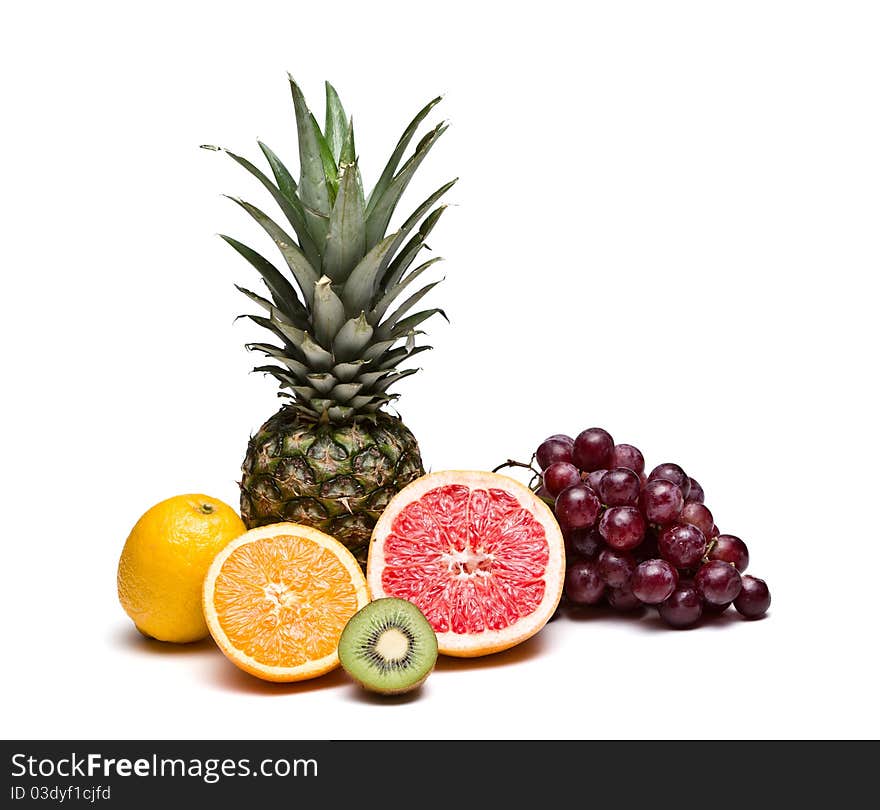 Close-up of fruits isolated on white. Close-up of fruits isolated on white