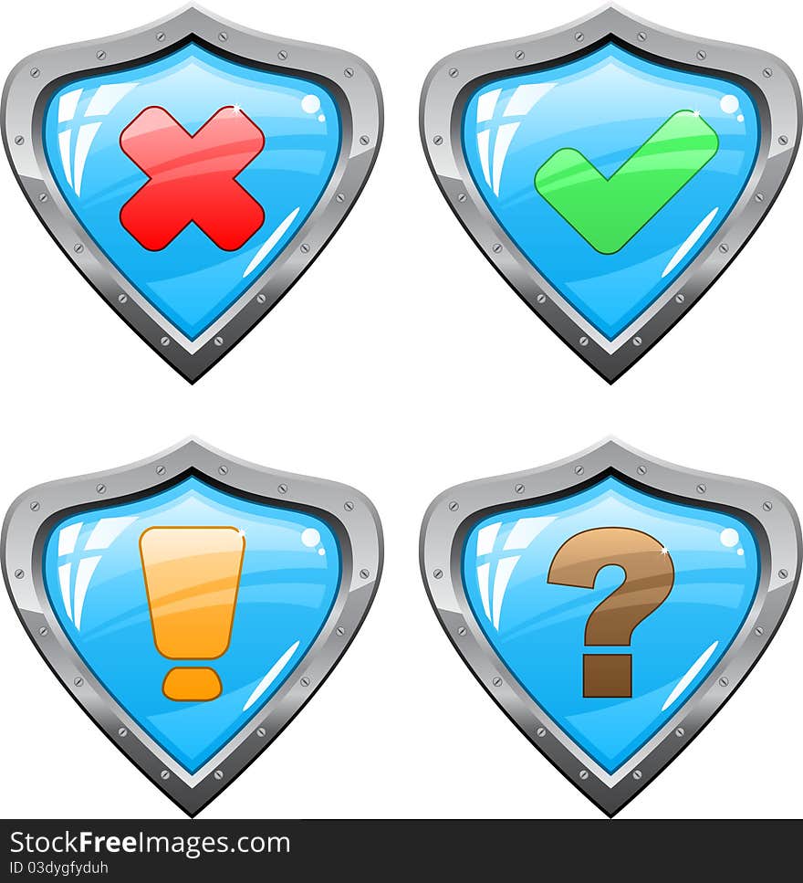 Set of a shields with different signs. Set of a shields with different signs