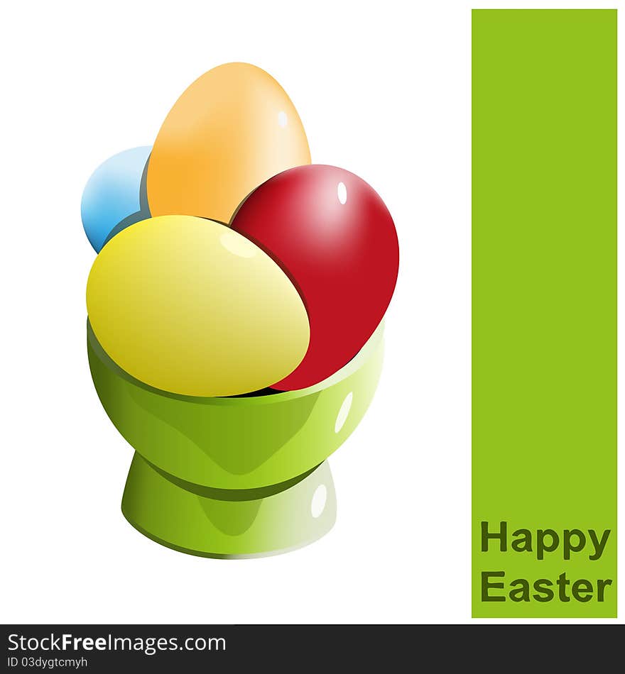 Basket with bright colored Easter eggs. Basket with bright colored Easter eggs