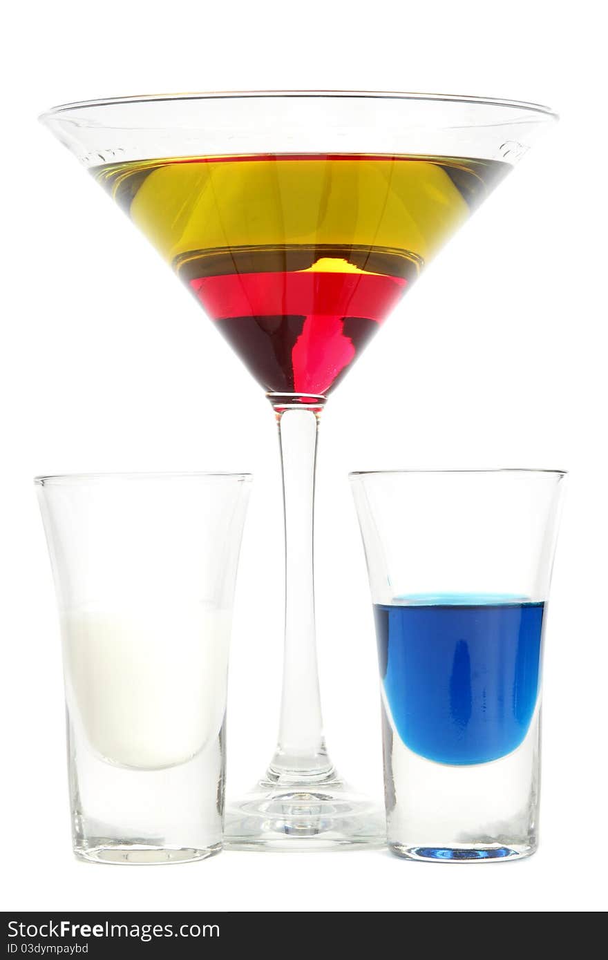 Some multi-colored puff cocktails on a white background