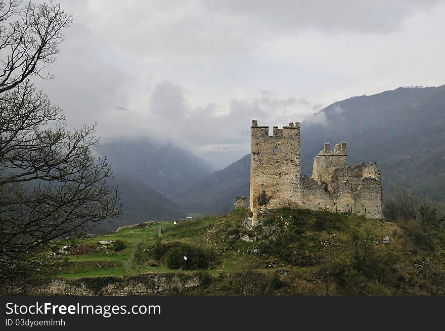 In Ariege the castle of Miglos, France