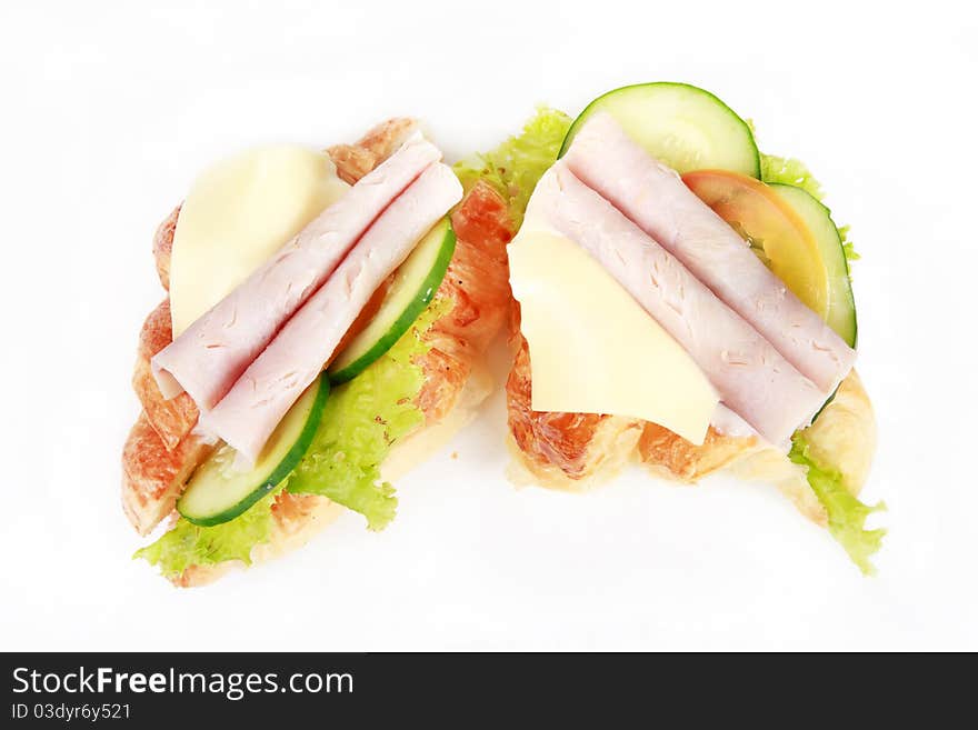 Tasty Ham Cheese Croissant Sandwich Isolated