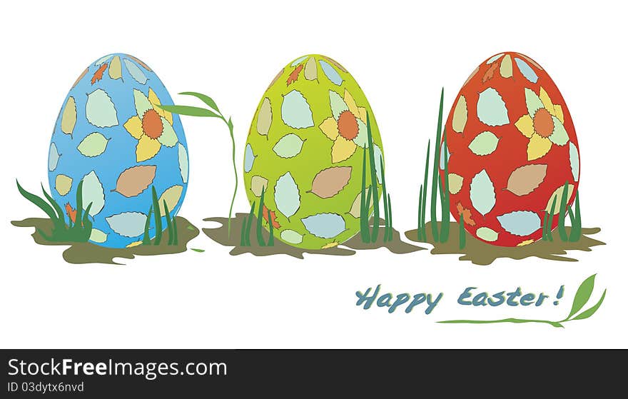 Multicolored easter eggs on white background