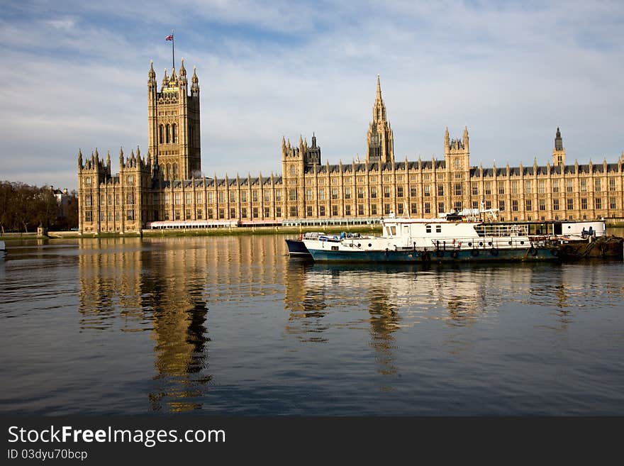 Palace of Westminster seen from South Bank