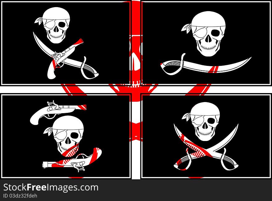 Set of pirate flags. stencils. vector illustration