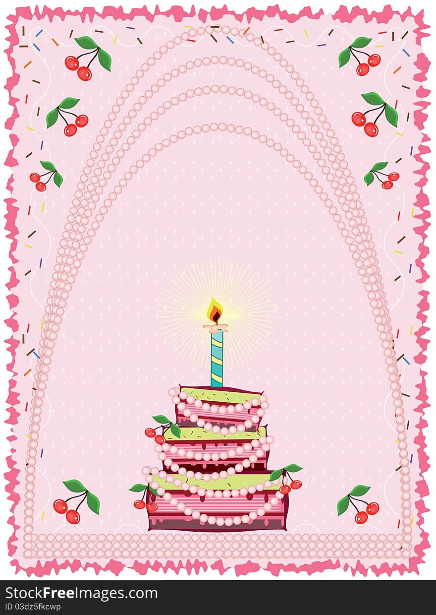 Birthday pink background with cake,first birthday. Birthday pink background with cake,first birthday