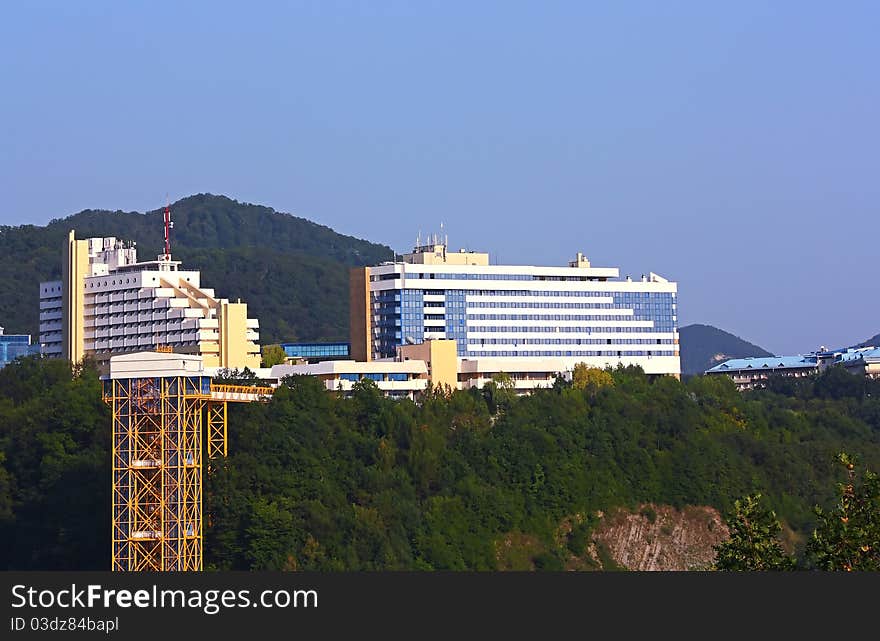 Buildings in mountains. The Black Sea coast of Caucasus