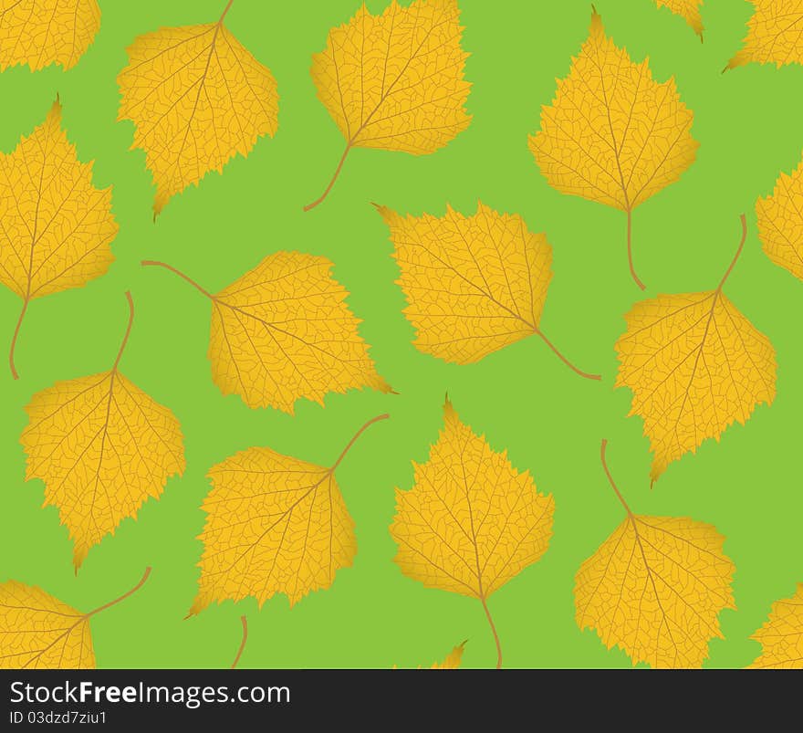 The pattern from a leafes on green background. The pattern from a leafes on green background