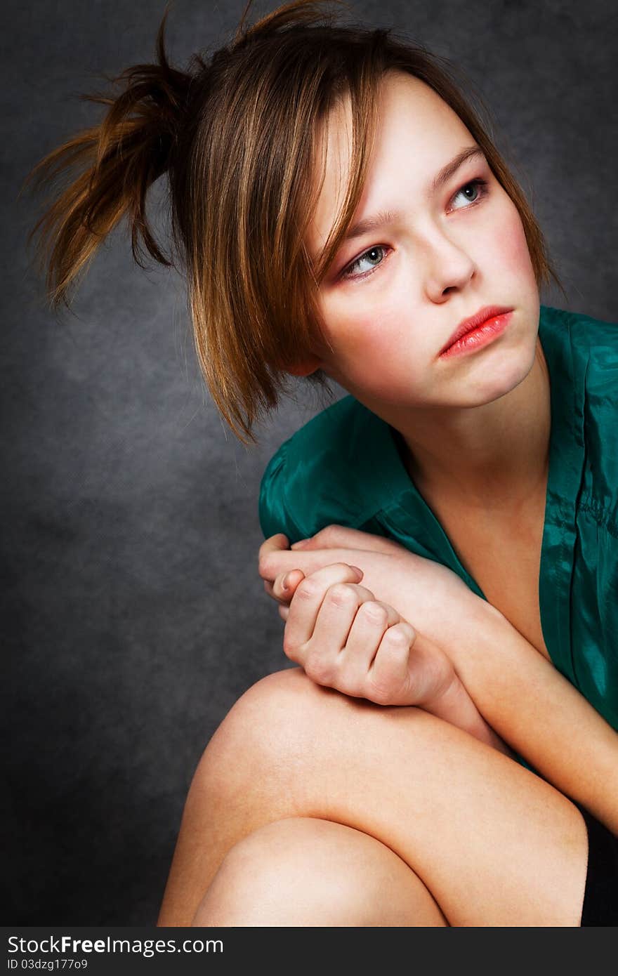 Girl in green blouse