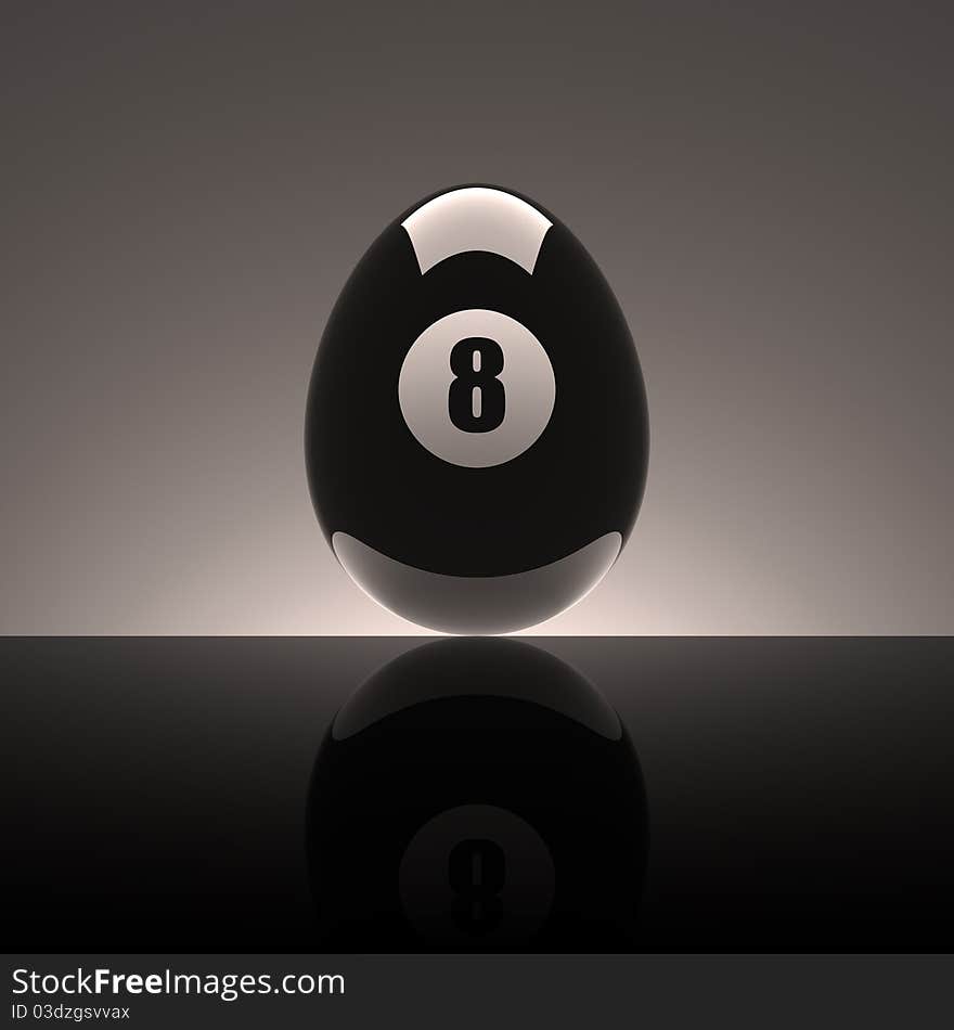 An egg painted like a billiard ball. An egg painted like a billiard ball