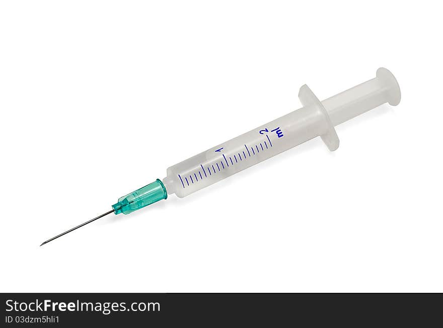 Syringe on white background