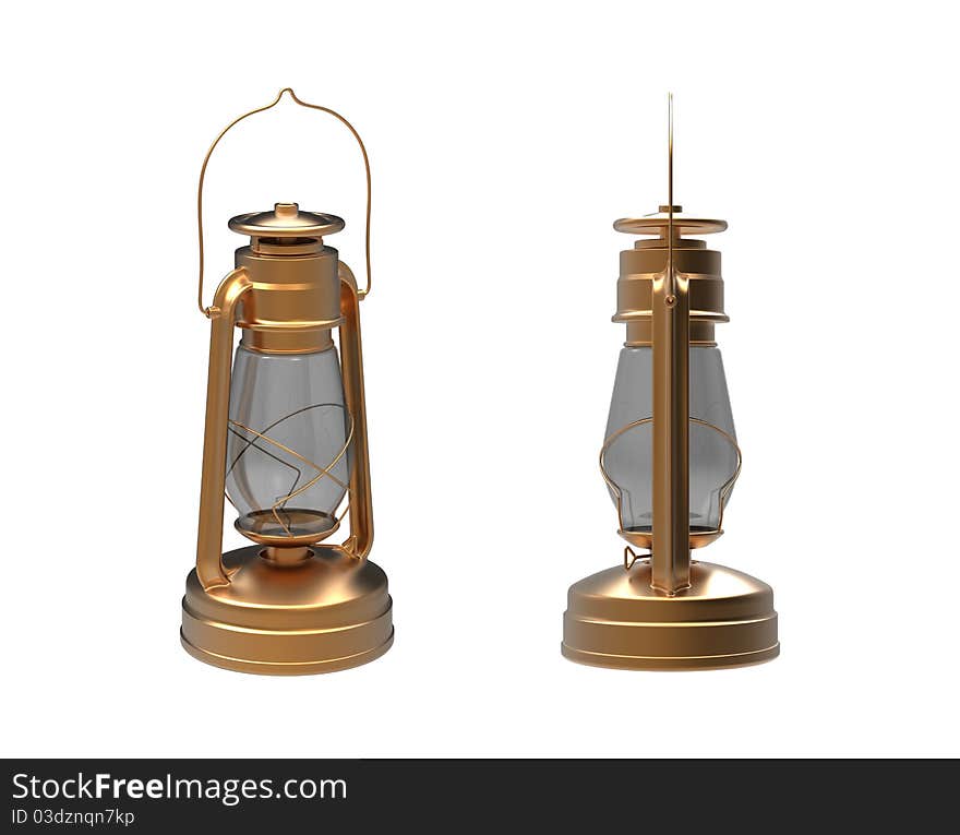 3d render of  oil lamp on a white background