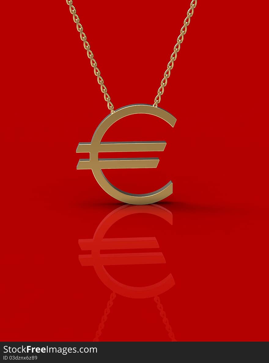 3d render of euro sign on a chain