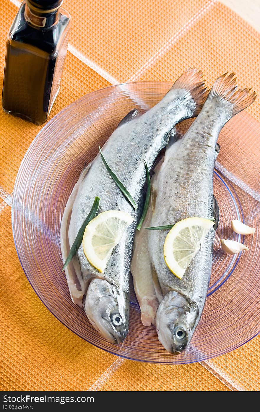 Trout fish healthy dinner food with lemon. Trout fish healthy dinner food with lemon