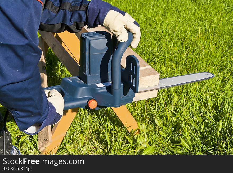 Man with chainsaw