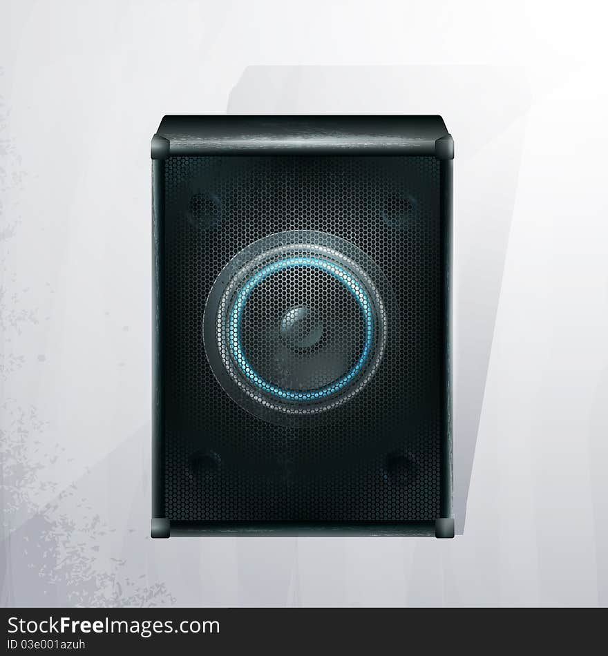 Vector Musical Speaker Icon On A Gray Background.