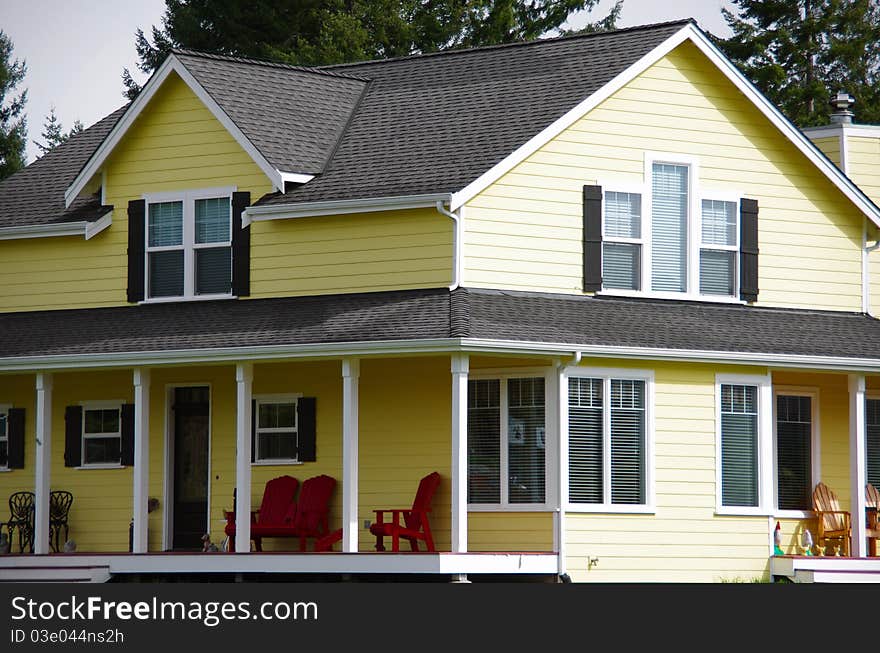 A recently built two story residential home. A recently built two story residential home.