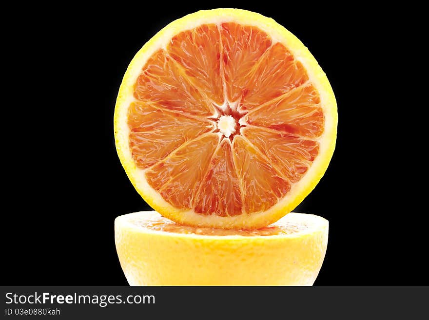 Close up of an Orange on dark background