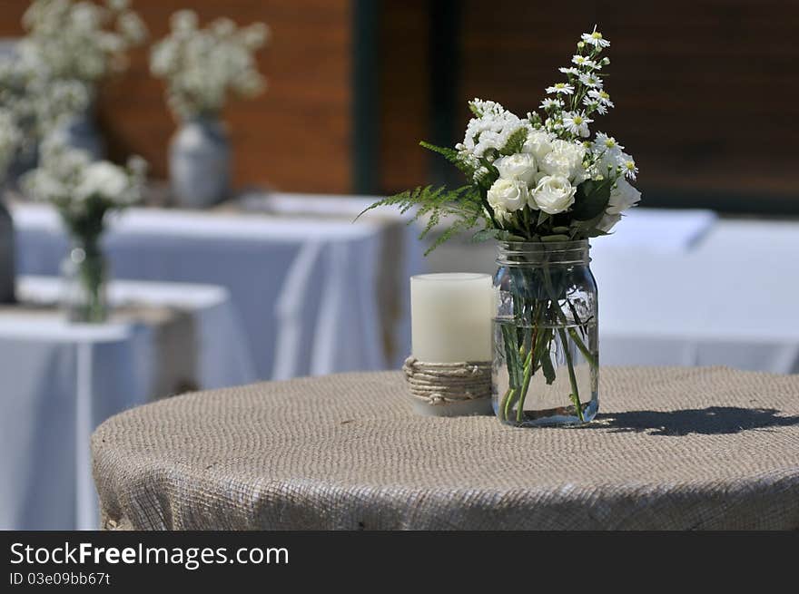 White Flowers on Dining Table