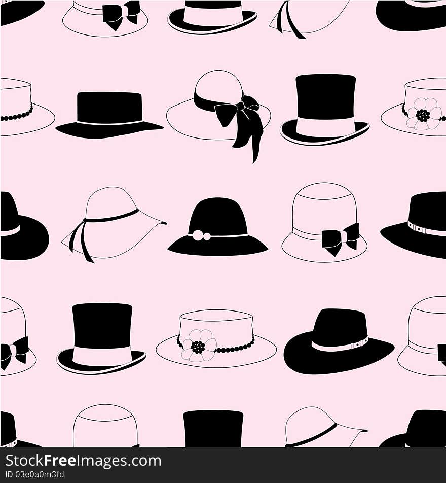 Vector illustration of Seamless pattern with hats