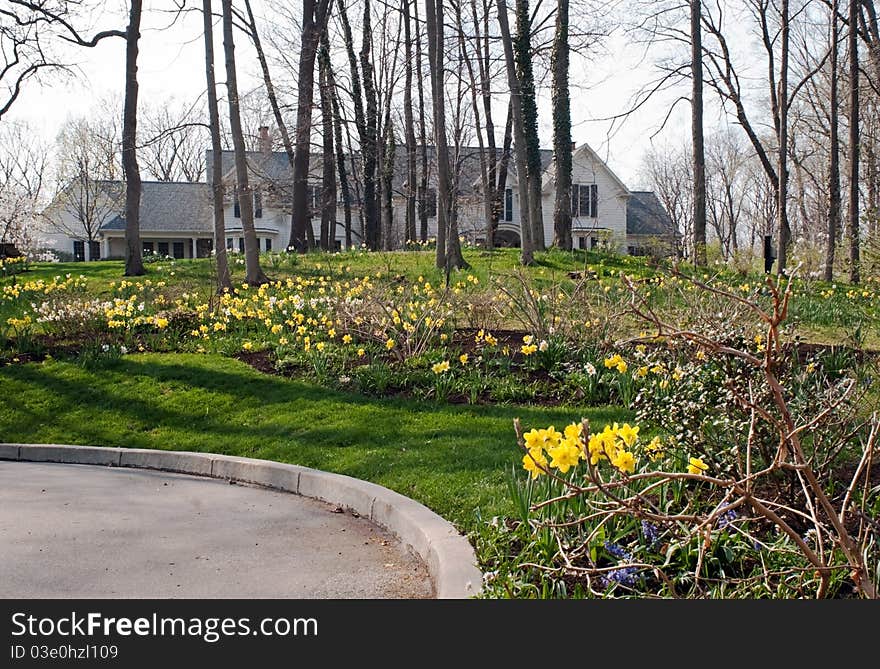 Spring Landscape With Mansion