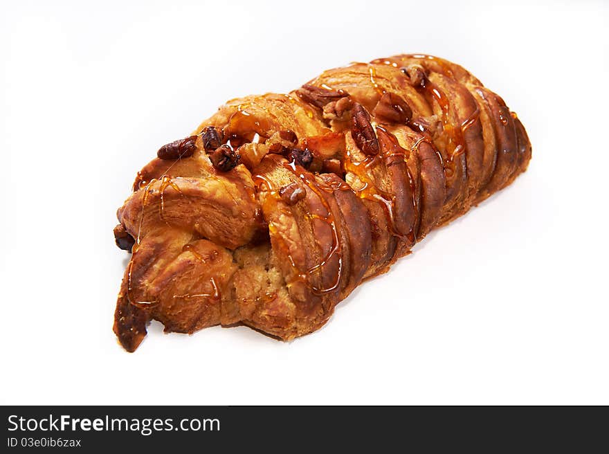 Cake with nuts and honey isolated white background