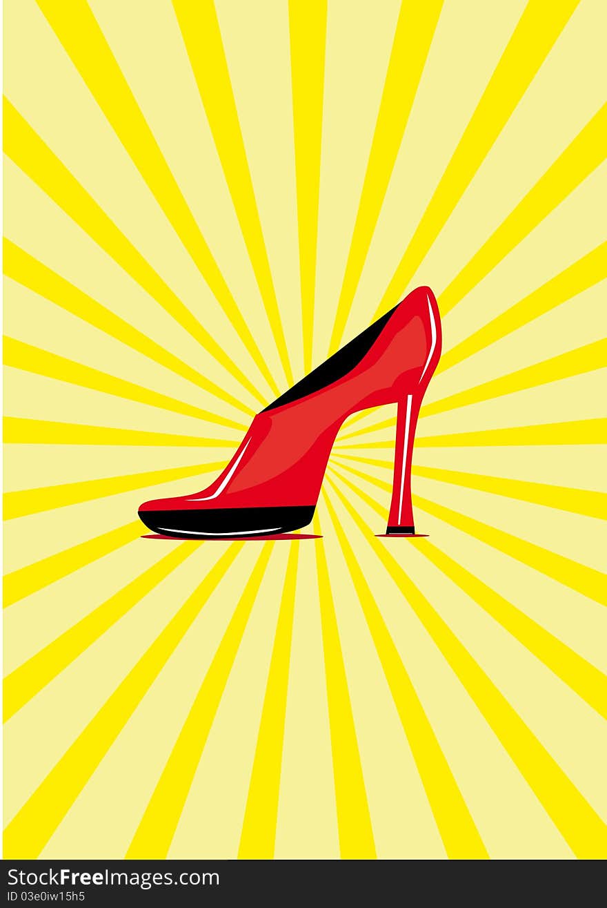 Red shoe on the isolated background. Illustration