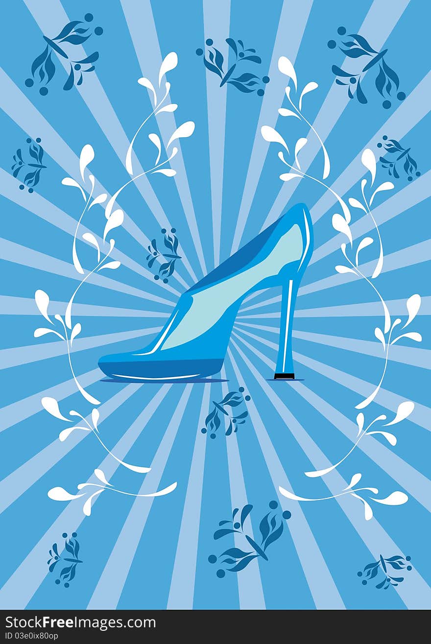 Blue Shoe On The Isolated Background