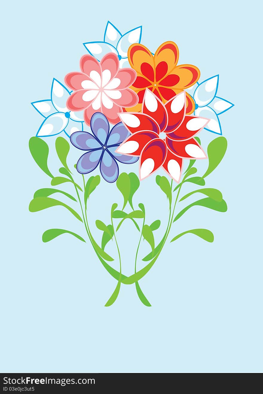 Bunch Of Flowers On Isolated Background