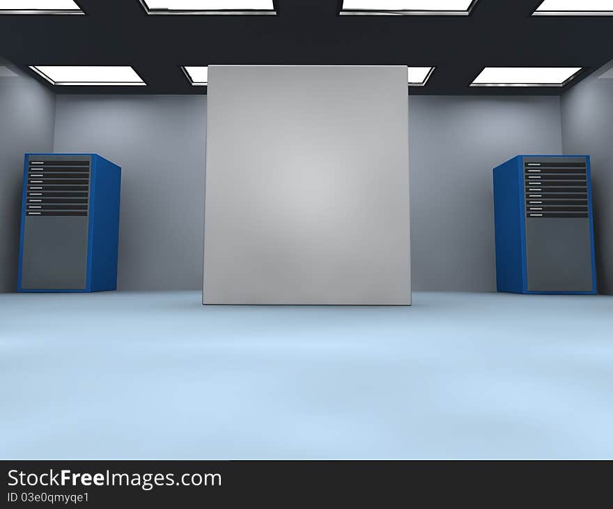 3d image of a server room